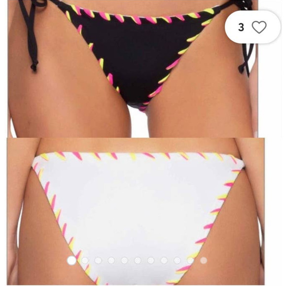 Becca Women's Black Reversible Tie Side Hipster Bikini Bottom Size S/P - Picture 3 of 12